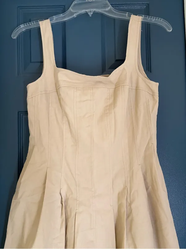 NWT Idem Ditto Khaki Square Neck Pleated Corset Style Mini Dress – Small - Image 4