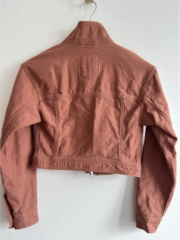 Abercrombie & Fitch Cropped Utility Jacket Dusty Rose Canvas XS - Image 6