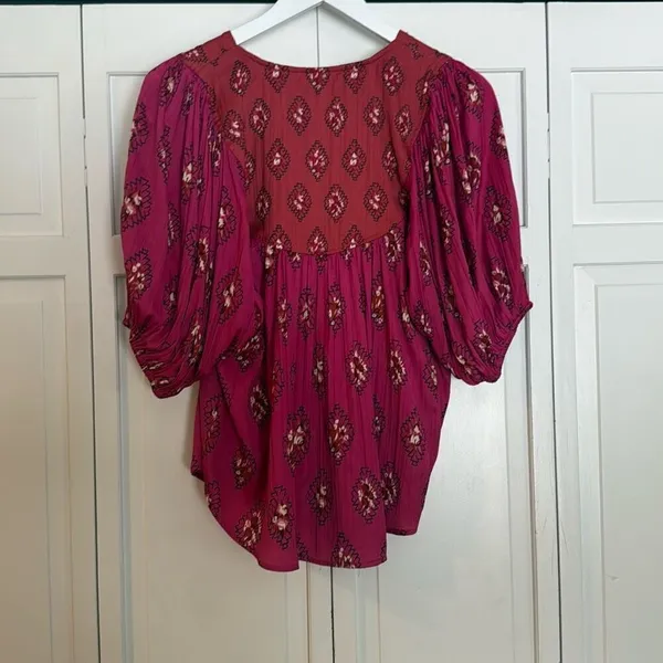 By Anthropologie pink boho dolman sleeve blouse M - Image 7