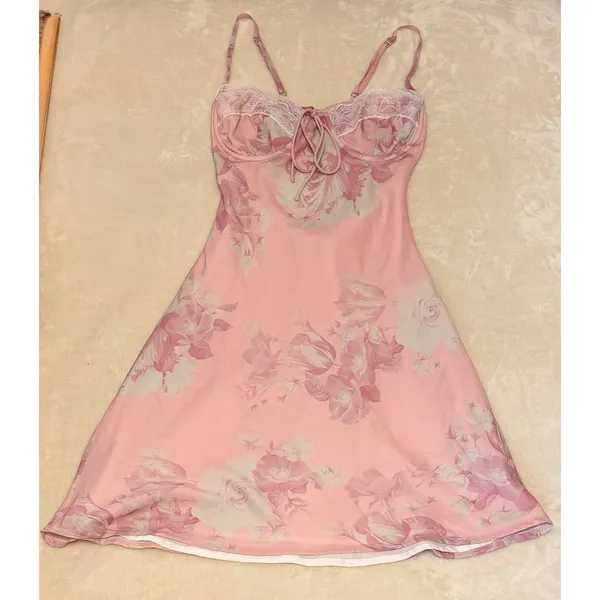Princess Polly Carisa Mini Dress Pink Floral Lace Bustier Slip Sz 4 NWT Coquette - Image 3