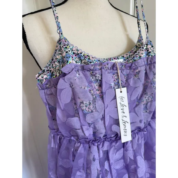 NEW For Love & Lemons Villegas Dress Floral Purple Lace Midi Dress Womens Small - Image 4