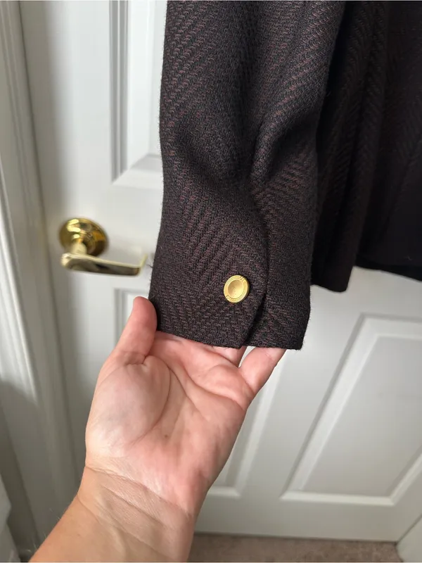 Jones Wear Black and Brown Tweed Button Blazer Jacket Size 14 - Image 5