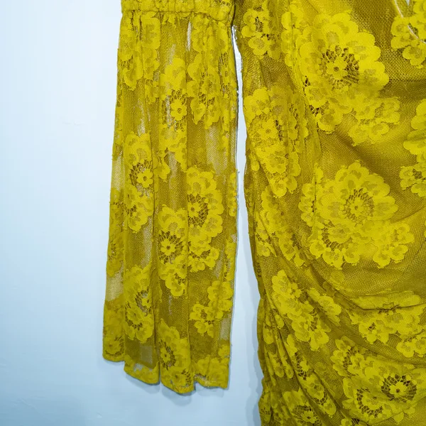 For Love & Lemons Yellow Tiana Lace One Shoulder Mini Dress Size Medium NWT - Image 3