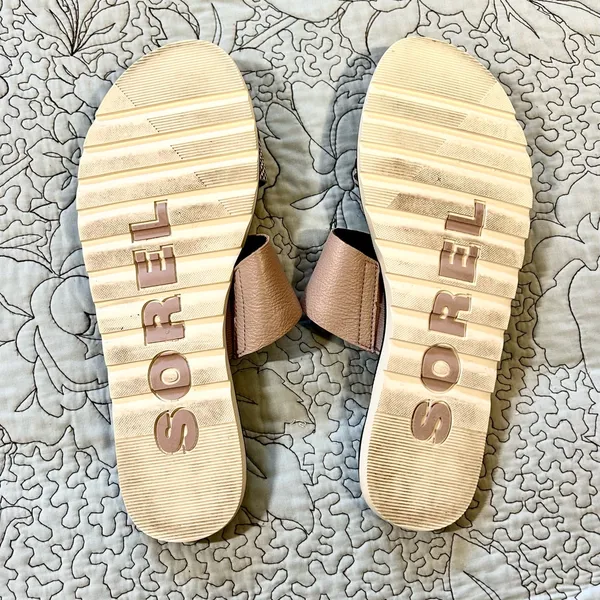 SOREL Ella II Slide Sandals Mauve Vapor Snake Print Leather Dual Strap Sz 11💛 - Image 11
