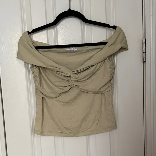 Reformation Sage Green Ezlynn Off the Shoulder Top - Image 2