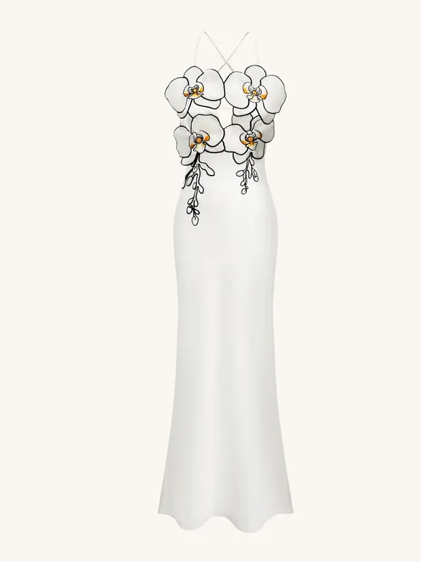 JW PEI Orchid Embroidered Dress - White/Black - Image 2