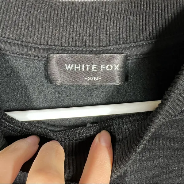White Fox‎ Black White Logo Graphic Print Fleece Oversized Sweatshirt - Image 3