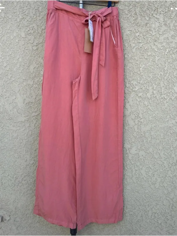 Thread + Supply Women’s Pink/Salmon High Waisted Wide Leg CasualPants Medium - Image 4