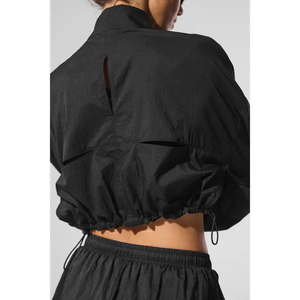Alo Yoga Cropped 1/4 Zip Aerial Pullover Black S - Image 3
