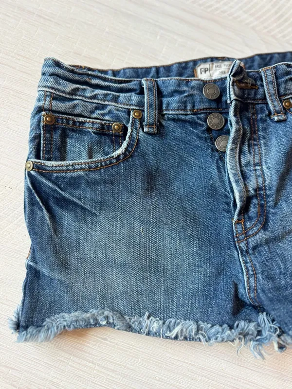 Free People FP Denim High Rise Button-Fly Cutoff Shorts Size 24 - Image 3