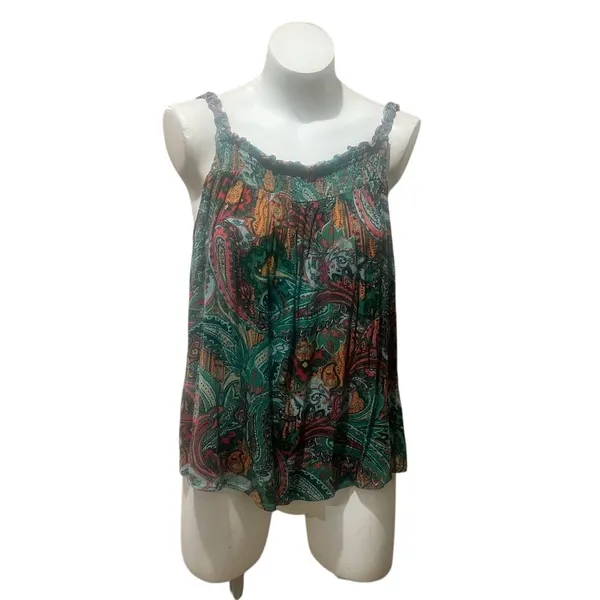 Maurices Women's Paisley Ruffle Strap Tank Top Standard Size L Blue Multicolor - Image 5