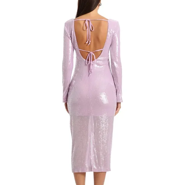 Avec‎ Les Filles - Purple Sequined Bodycon Midi Dress - Image 12