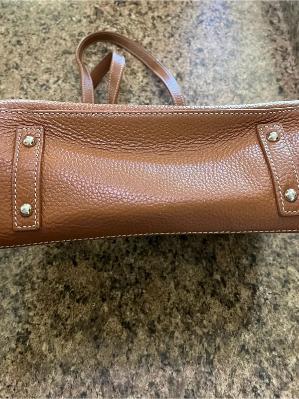Dooney & Bourke Tan Pebble Leather Tote with Front Flap Pocket - Image 5