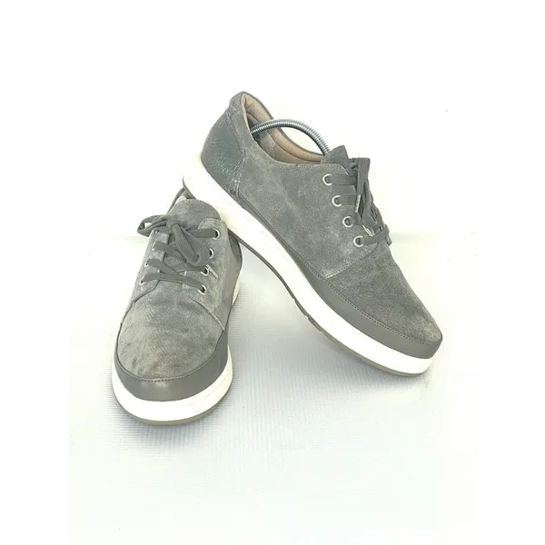 Donald J Pliner Miranda Platform Sneaker Size 9 Gray Suede Leather Lace Up Shoe - Image 3