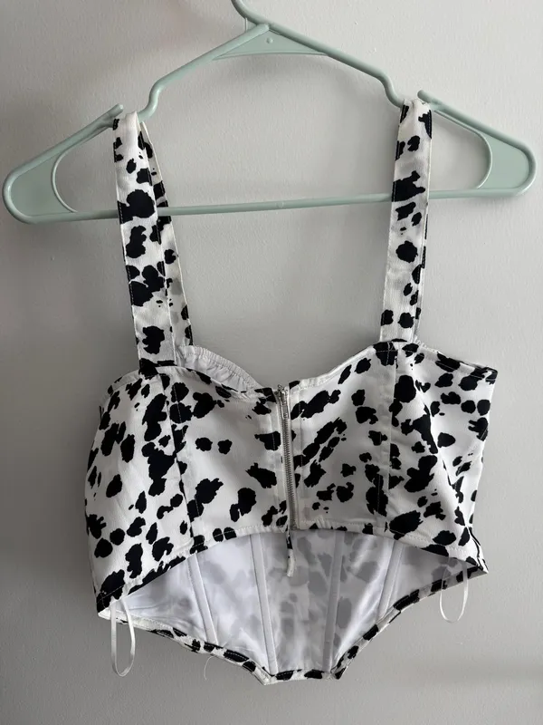 Cotton Candy LA Cow Print Corset Top - Image 2