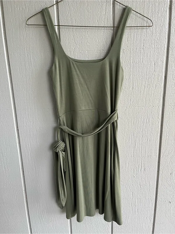 Aritzia Wilfred Jersey Mini Wrap Dress Sleeveless Green in Size S - Image 5