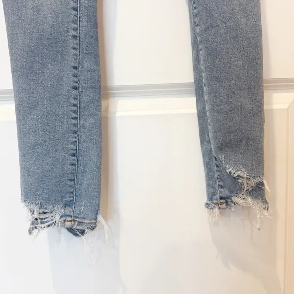 Agolde Womens Denim High Waist Jeans Sz 25 Stretch Comfort Chewed Hem Distress - Image 4