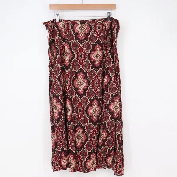 Rena Rowan Skirt Womens 18 Scarlet Damask Paisley Midi Red New - Image 5