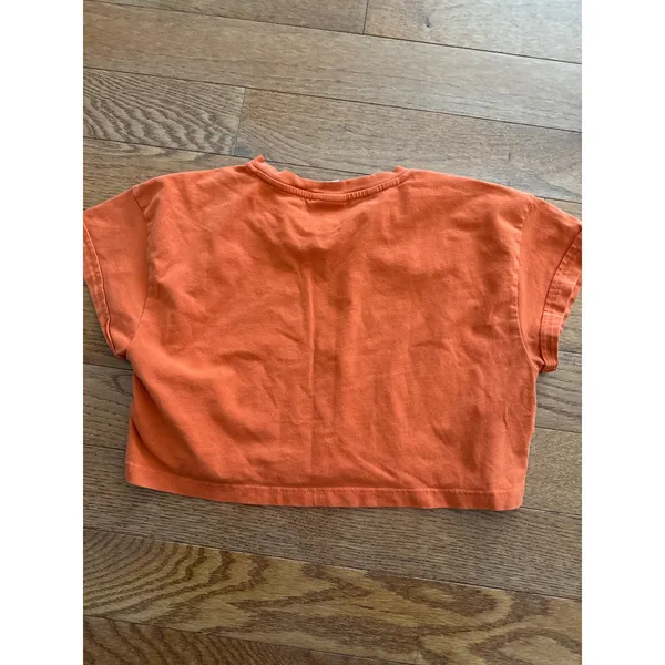 Gymshark Womens Small Orange Graphic Logo Short Sleeve Boxy‎ Crop Top T-Shirt - Image 3