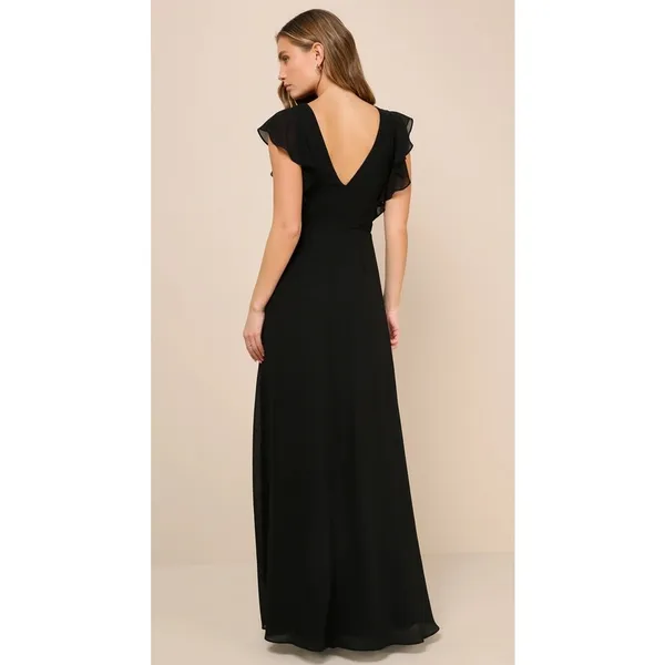 Lulus Ravishing Charm Maxi Dress Size Small‎ Black Ruffled Wrap High Low NWT - Image 2