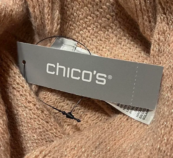 Chico’s Poncho Sz One Size Cozy w/ Tassels Soft/Warm/Comfy Fall Wear Metallic - Image 7