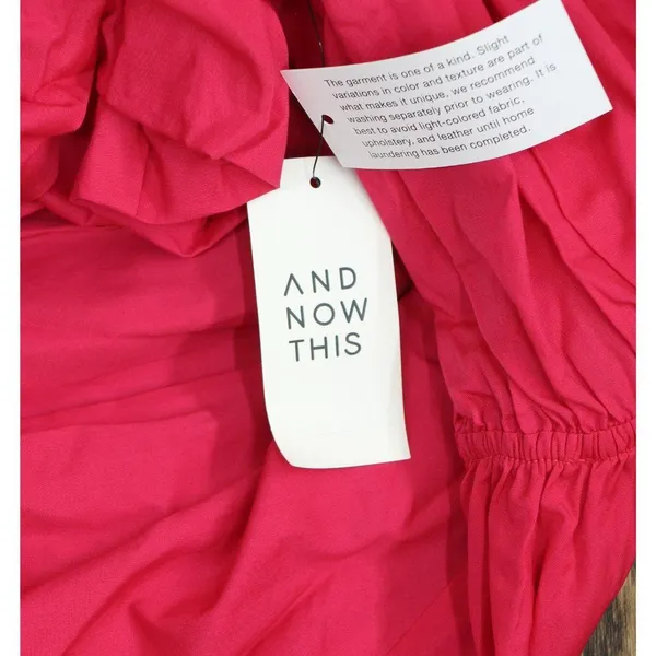 NWT And Now This Womens Cutout Fit & Flare Puff Sleeve Dress Pomegranate Red M - Image 4