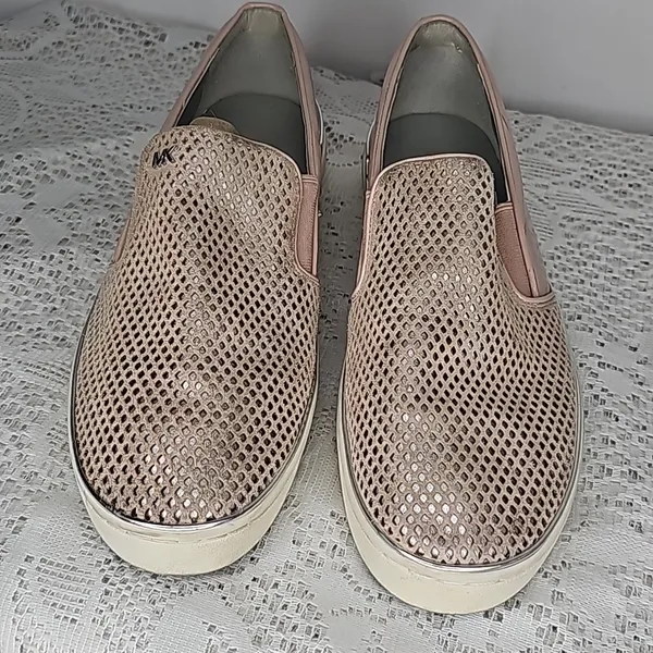 MICHAEL Michael Kors blush pink leather mesh slip on boat shoes flats sz 9 - Image 4