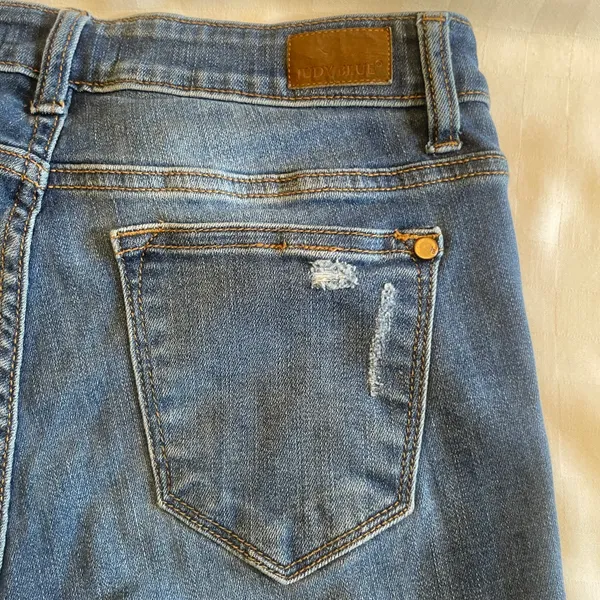 Judy Blue Size 9/29 Buffalo Plaid Patch Skinny Blue Ripped Denim Jeans JB8268DK - Image 10