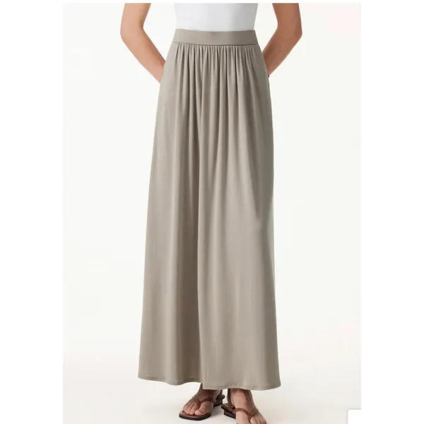 OGL Soft Linen Knit Gathered A-Line Maxi Skirt Dew Sky Blue Size S - Image 5