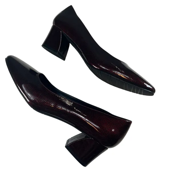 Vaneli Burgundy Patent Leather Block Heel Pumps Square Toe Womens 9‎ - Image 3