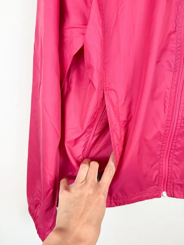 LL Bean Women’s Pink Lightweight Stowaway Hidden Hood Windbreaker Jacket L/XL - Image 2