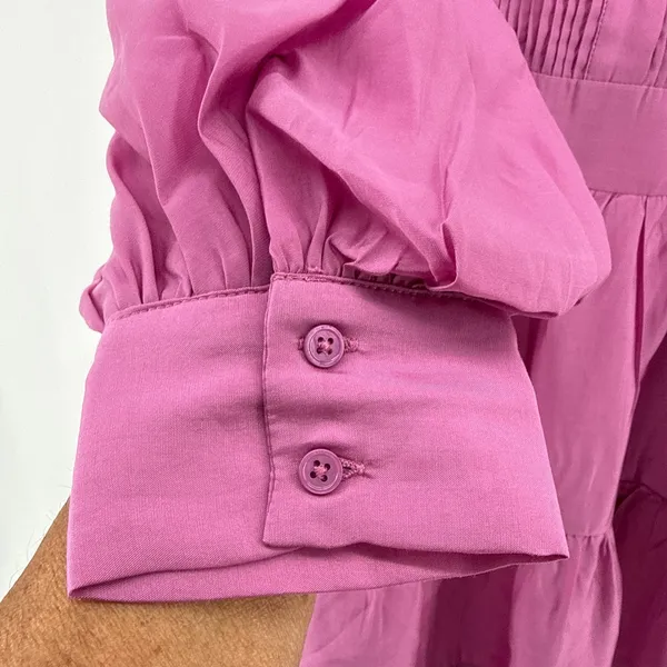 Hyacinth House Tuckernuck‎ NWT Amie Mini Dress Pink Magenta Pleated Bib Size M - Image 6