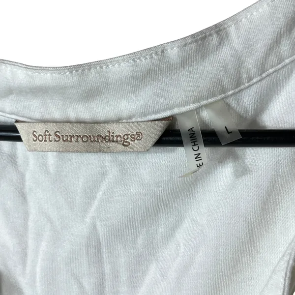 Soft Surroundings White‎ Tunic Top 3/4 Sleeve Pockets Casual - Image 4