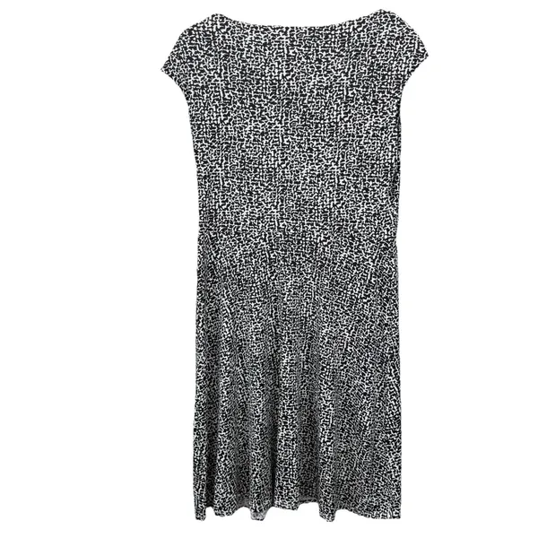 Ralph Lauren‎ Black White Sleeveless Swing Flare Faux Wrap Stretch Dress Size 16 - Image 5