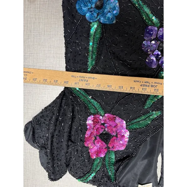 Vtg Stenay Silk Beaded Sequined Tunic Shirt Large Stunning‎ - Image 6