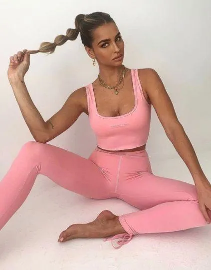 Tiger Mist Pink Ruched Leggings - Image 3