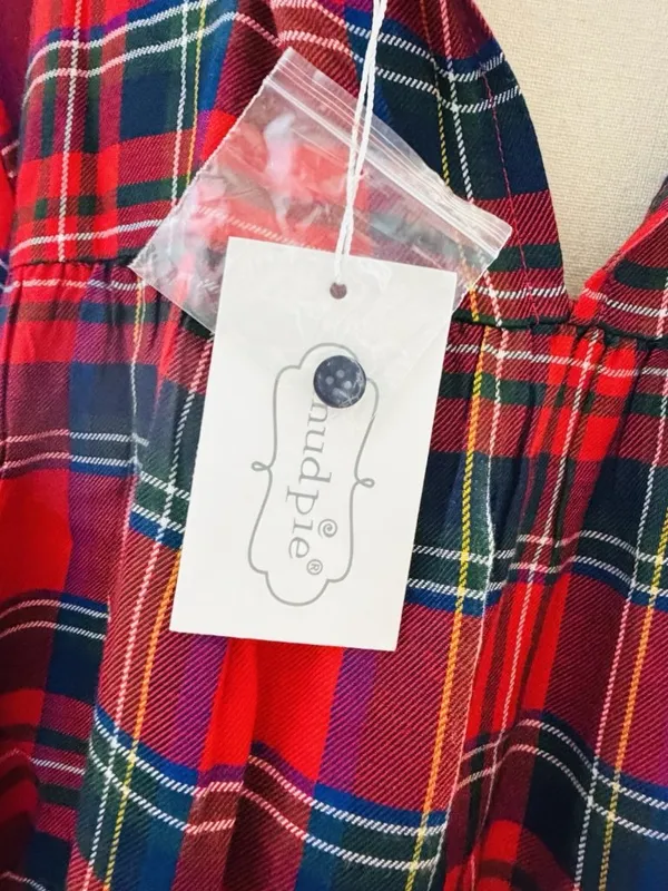 Mudpie Womens Red Plaid Peplum Flounce NWT Top Size Large Keyhole Back Neck - Image 10