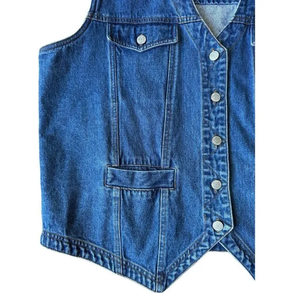 Vintage Bill Bass jean blue denim vest 1X - Image 6