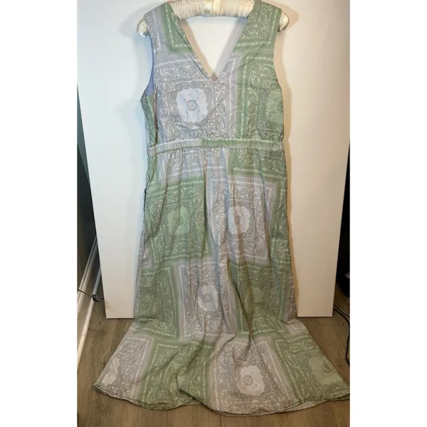 Universal Thread Women’s XL Green Paisley Bandana V Neck Boho Maxi Dress Pockets - Image 14