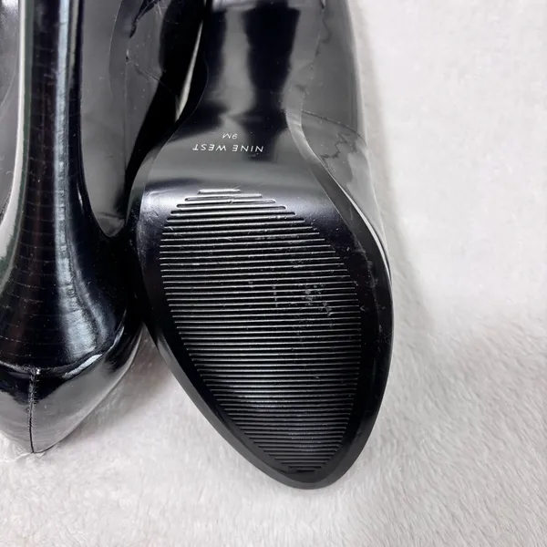 Nine West Black Peep Toe Heels Patent Upper Leather Open Toe Heels Pumps Size 9M - Image 11