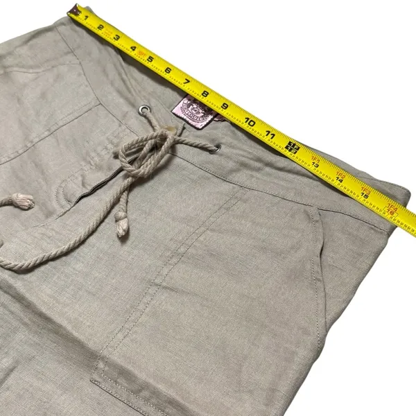 Y2K‎ Juicy Couture Tan 100% Linen Pants Coastal Resort Travel Capsule S - Image 11