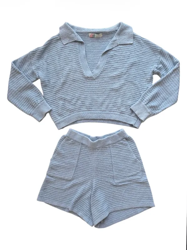 Free People Beach Blue Carter Sweater Set Size Medium - Image 2