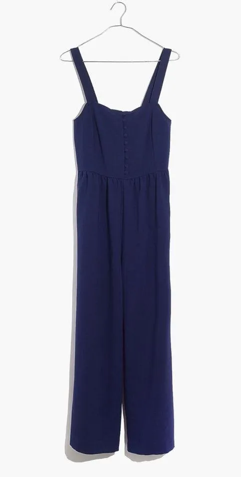 Madewell Smocked Button-Front Crop Jumpsuit - Image 4