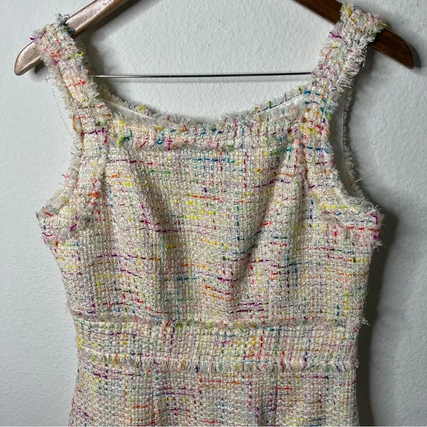 Theia Colorful Multi Tweed Sheath Dress Sleeveless Womens Size 10 - Image 4