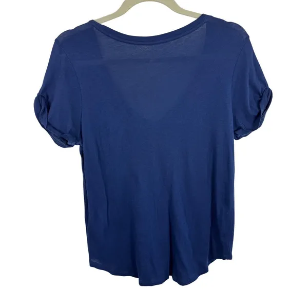 Polo Ralph Lauren Womens Navy Blue V-Neck Cuffed‎ Short Sleeve Cotton T-Shirt M - Image 2