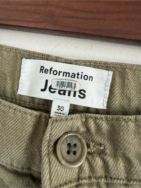Reformation Bailey High Rise Utility Pants Sz 30 Olive Green Cargo Straight Leg - Image 4