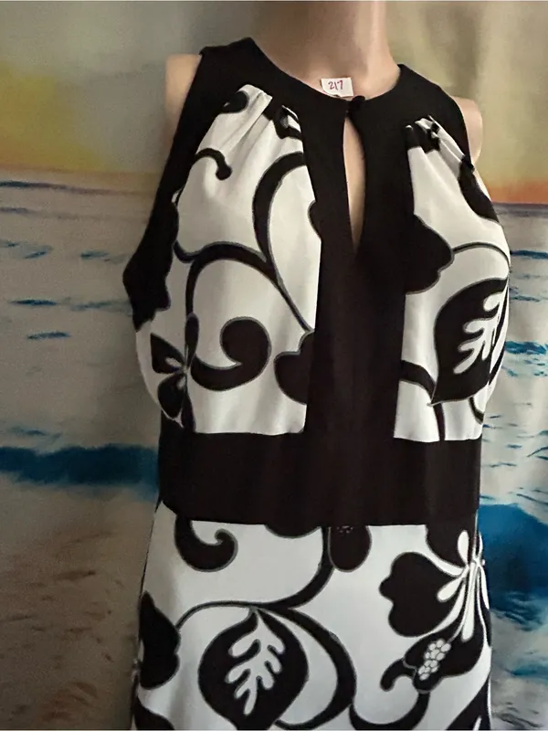Dressbarn Women’s Black & White Sleeveless Floral Dress 10 - Image 5
