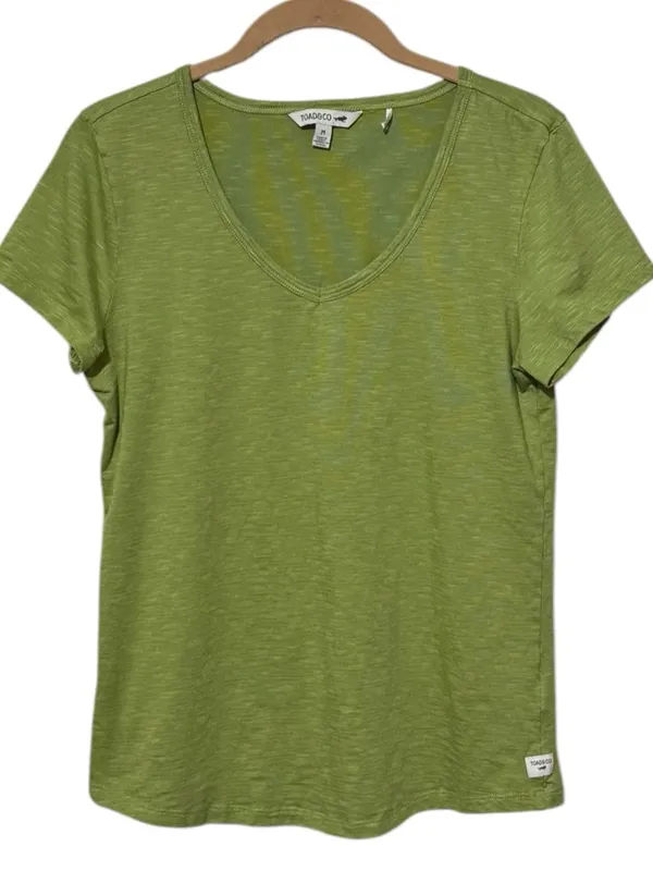 TOAD & CO Marley Short Sleeve V Tee M 17.5” p2p Huckleberry $55 Retail NWOT - Image 2