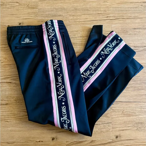 Marc Jacobs "The Track Pant" Retro Black pink white Web Logo Stripe size 10 - Image 5