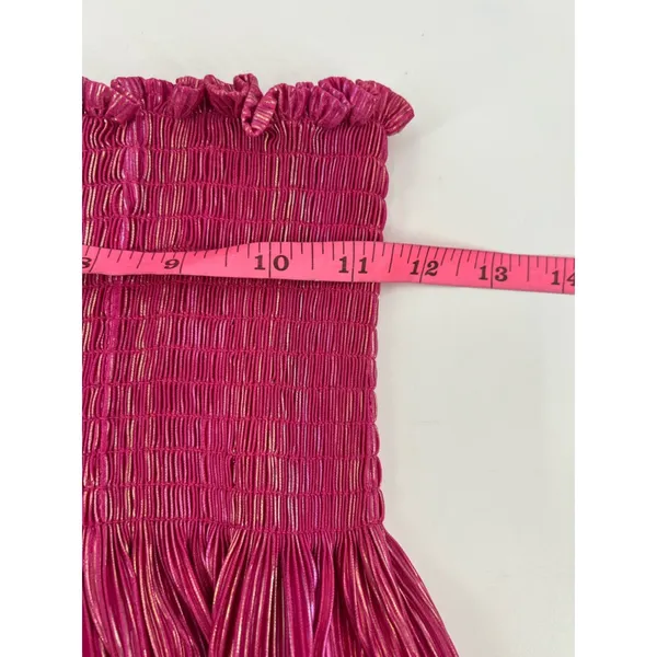 Queen‎ of Sparkles swing shorts pink iridescent metallic pleat sz S - Image 5